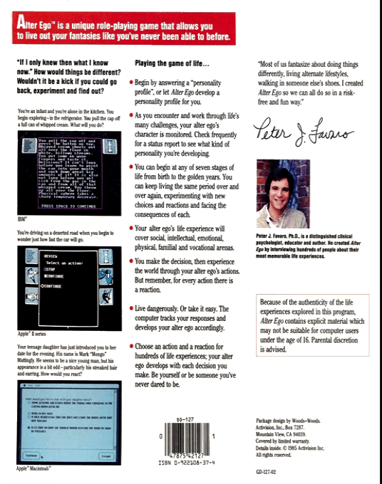 Alter Ego (Homebrew) — Box back